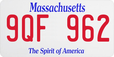 MA license plate 9QF962