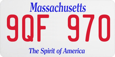 MA license plate 9QF970