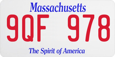 MA license plate 9QF978