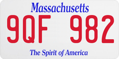 MA license plate 9QF982