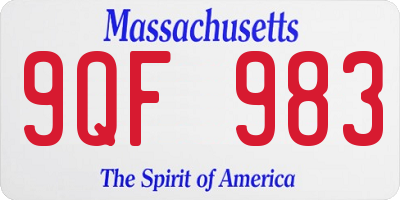 MA license plate 9QF983