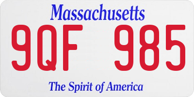 MA license plate 9QF985