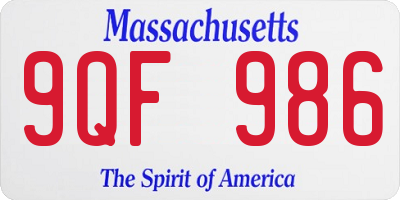 MA license plate 9QF986