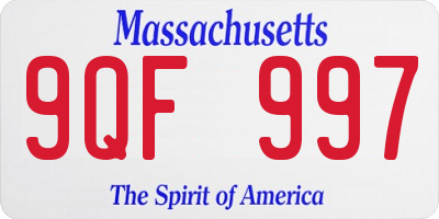 MA license plate 9QF997