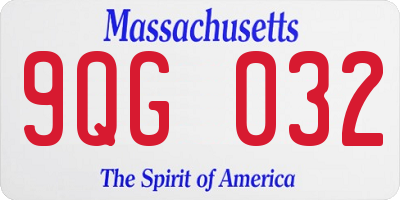 MA license plate 9QG032