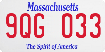 MA license plate 9QG033