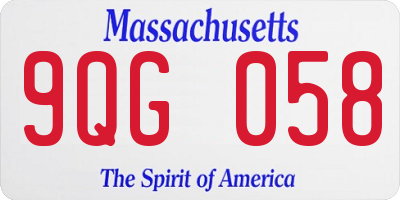 MA license plate 9QG058