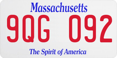 MA license plate 9QG092