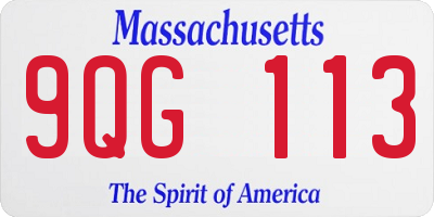 MA license plate 9QG113