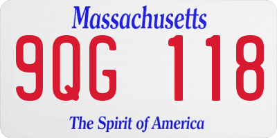 MA license plate 9QG118