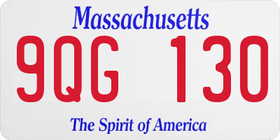 MA license plate 9QG130