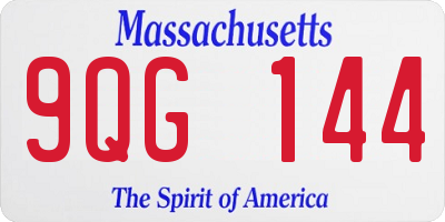 MA license plate 9QG144