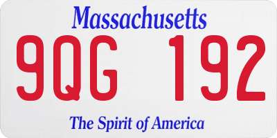 MA license plate 9QG192