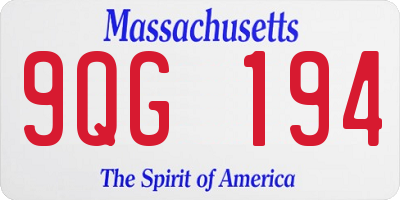 MA license plate 9QG194