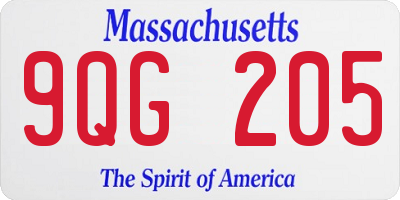 MA license plate 9QG205