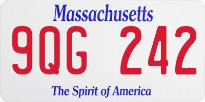MA license plate 9QG242