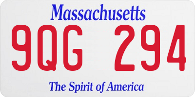 MA license plate 9QG294