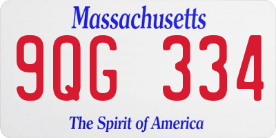 MA license plate 9QG334