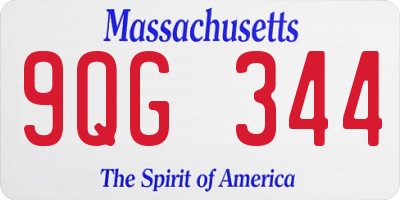 MA license plate 9QG344