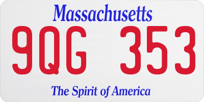 MA license plate 9QG353