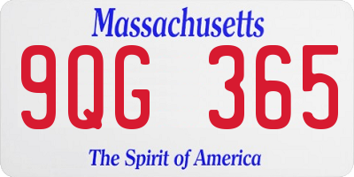 MA license plate 9QG365
