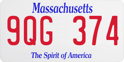 MA license plate 9QG374