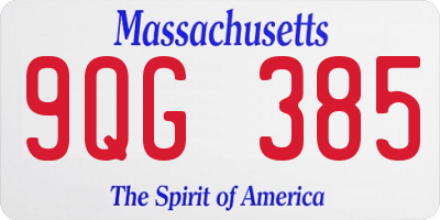 MA license plate 9QG385