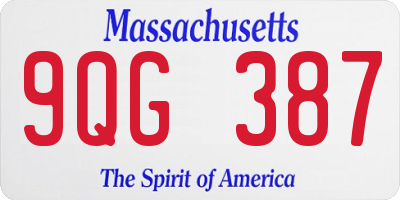 MA license plate 9QG387