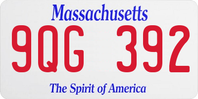 MA license plate 9QG392