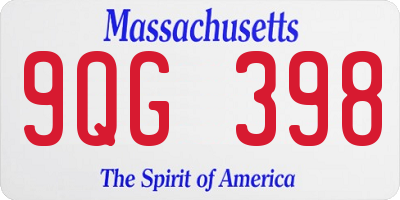 MA license plate 9QG398