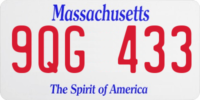 MA license plate 9QG433