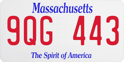 MA license plate 9QG443