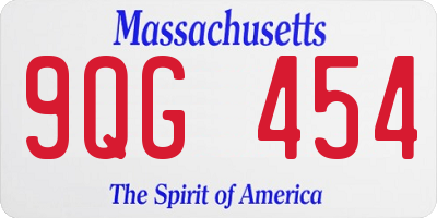 MA license plate 9QG454