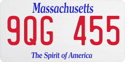 MA license plate 9QG455