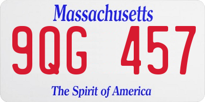 MA license plate 9QG457