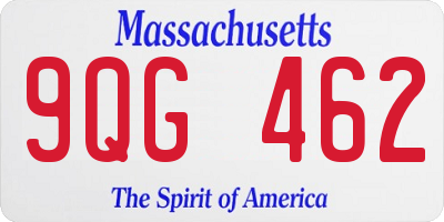 MA license plate 9QG462