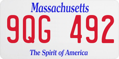 MA license plate 9QG492