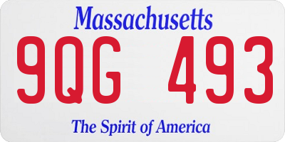 MA license plate 9QG493