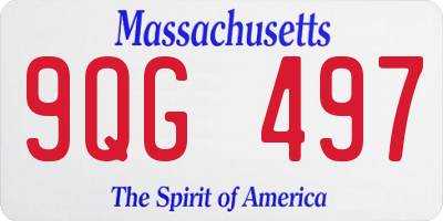 MA license plate 9QG497