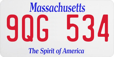 MA license plate 9QG534