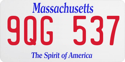 MA license plate 9QG537