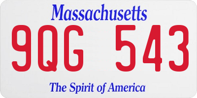 MA license plate 9QG543