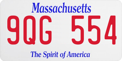 MA license plate 9QG554
