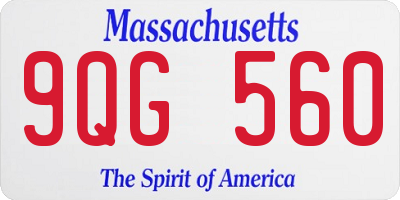 MA license plate 9QG560