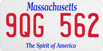 MA license plate 9QG562