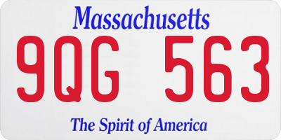 MA license plate 9QG563