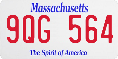 MA license plate 9QG564