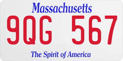 MA license plate 9QG567