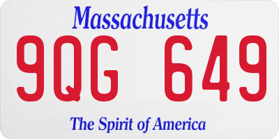 MA license plate 9QG649