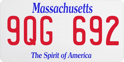 MA license plate 9QG692